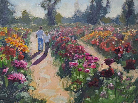 "September Stroll" 9x12 inch original oil painting by Artist Kristina Sellers