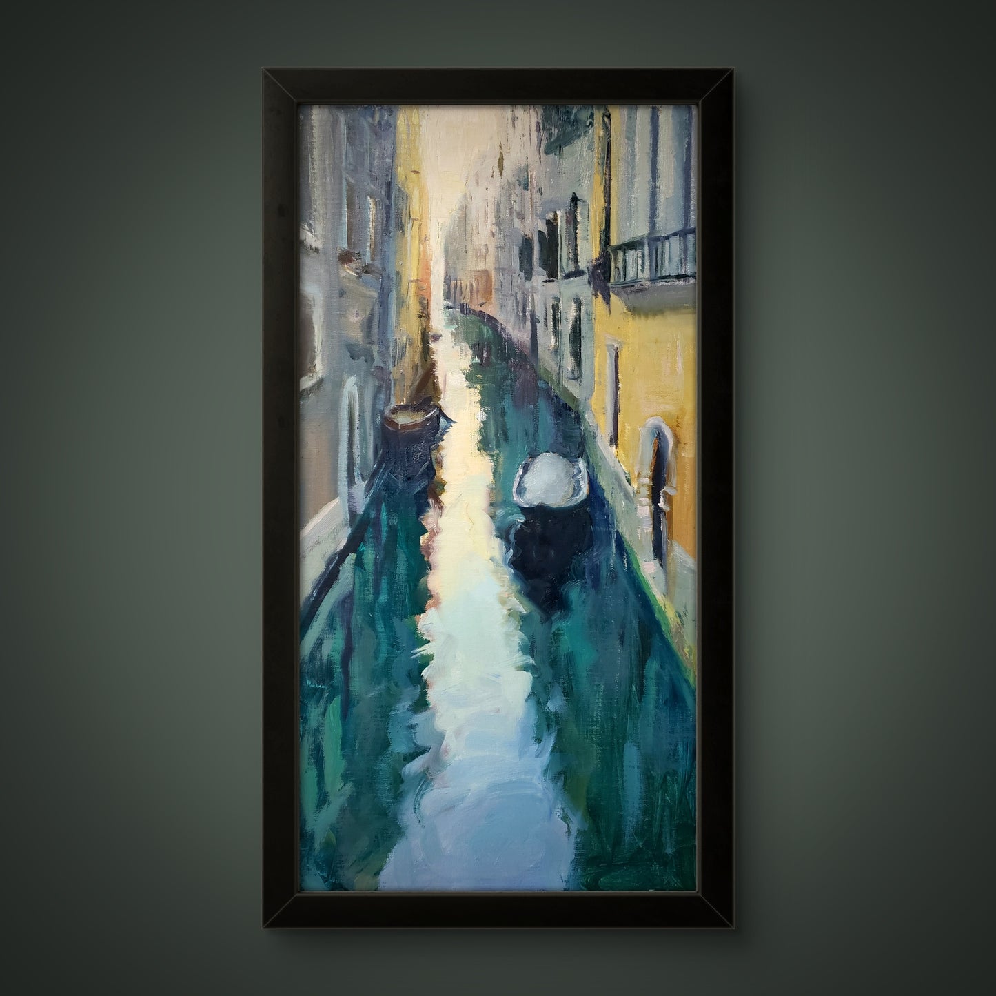 "Mysterious Canal" 20x10 original oil painting by Artist Kristina Sellers