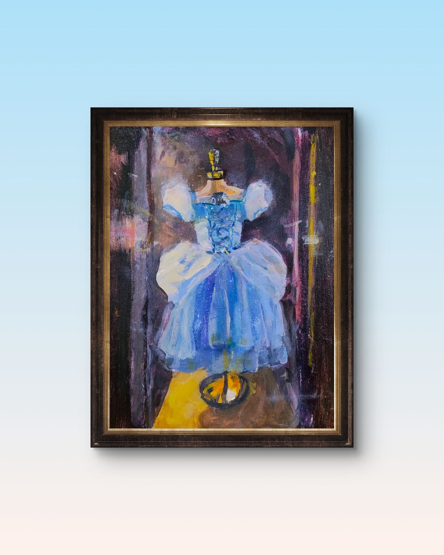 "Bibbidi Bobbidi Blue" 12x9 Original Acrylic Painting by Artist Kristina Sellers