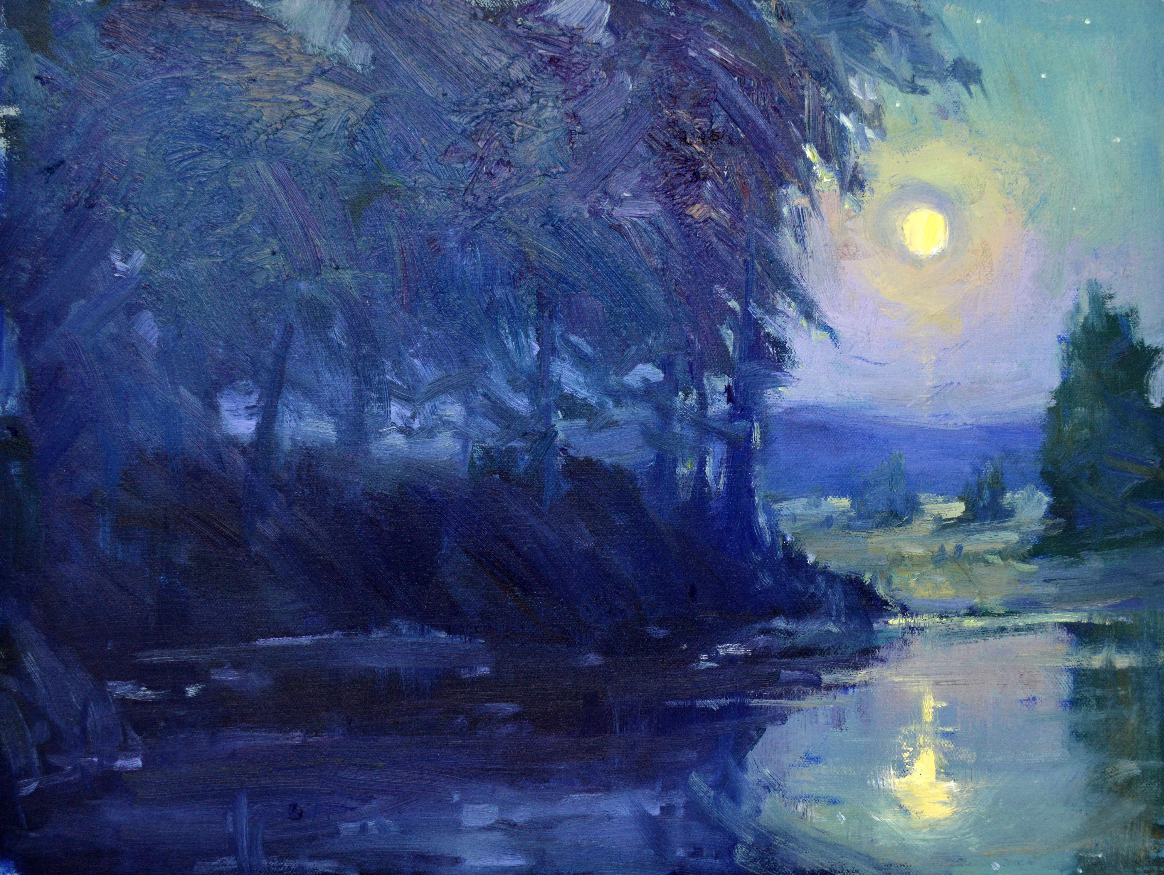 Mystic buy Morning - Original Oil Painting by Alexandru Tonu | Oil on board Realist River Landscape Painting, Small Art